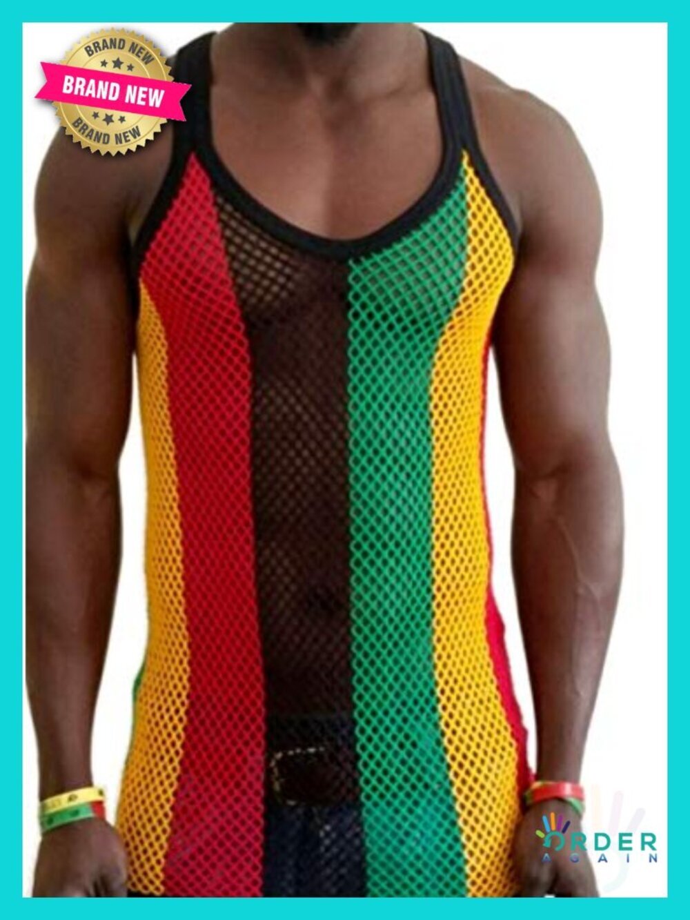 100% Cotton Mesh String Vest Tank Top Gym Beach Shirt See-Through